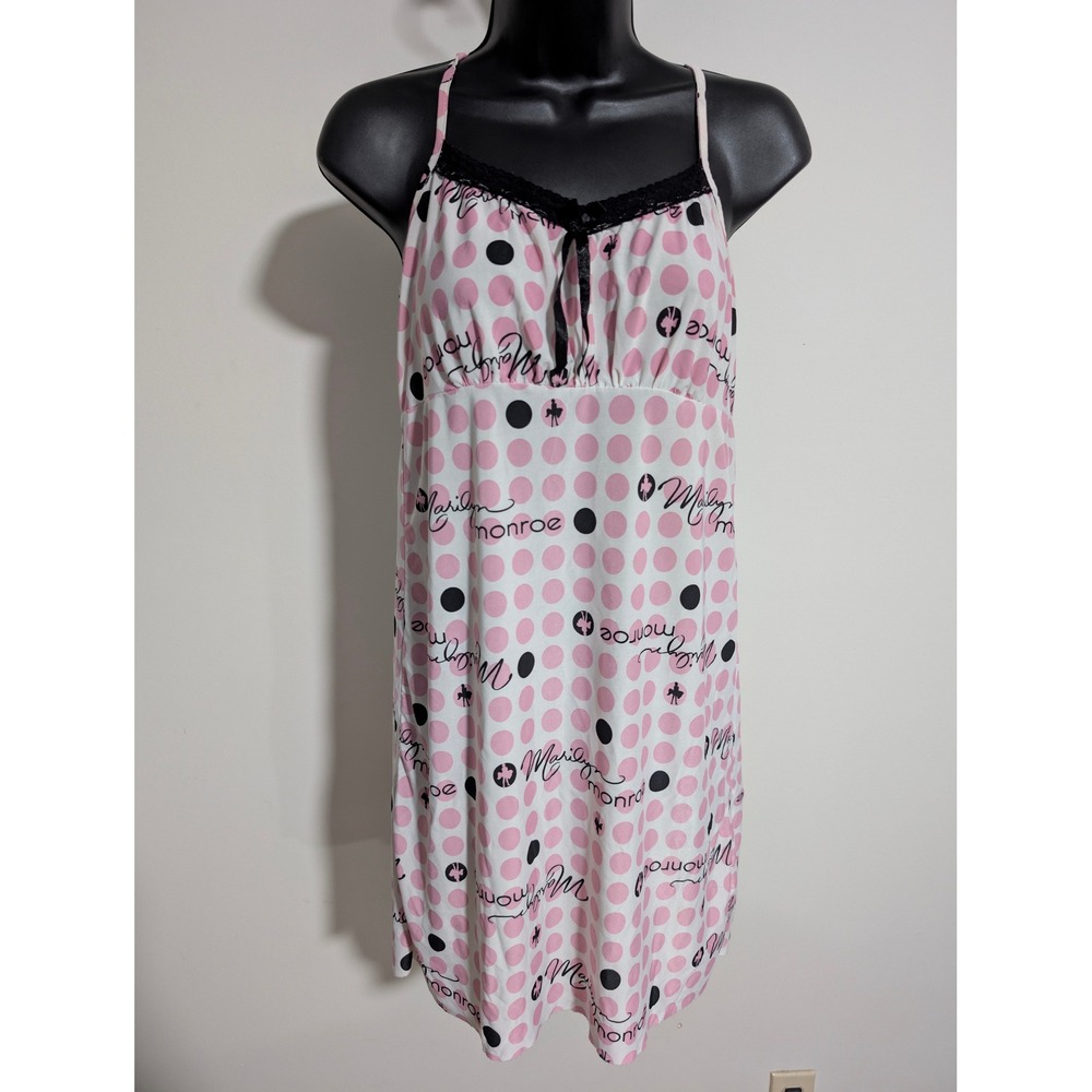 Marilyn Monroe Polka Dot Chemise Sleep Dress Lingerie Sleepwear Nightgown Medium